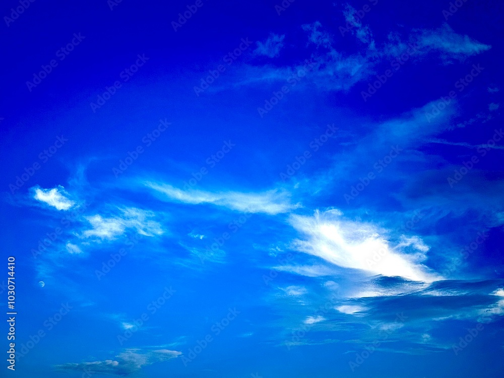 Dark blue sky, dark blue sky background, beautiful white clouds shape Dark blue sky, dark blue sky background, beautiful white clouds shape