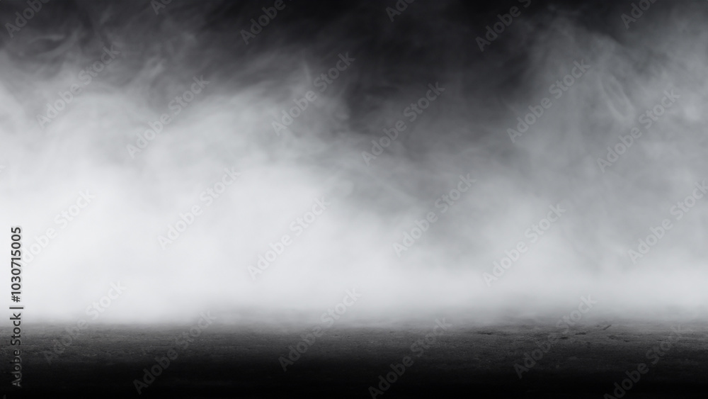 Fototapeta premium White Fog and Mist Over Dark Concrete Floor Background