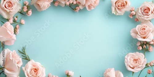 A lovely heart-shaped picture frame in a romantic design, set against a pastel blue background, perfect for capturing sweet moments photo