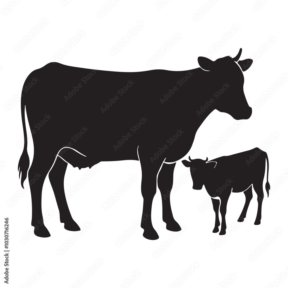 Cow and Cute calf, Cow Vector Illustration on white background
Cow and Cute calf, Cow Vector Illustration on white background