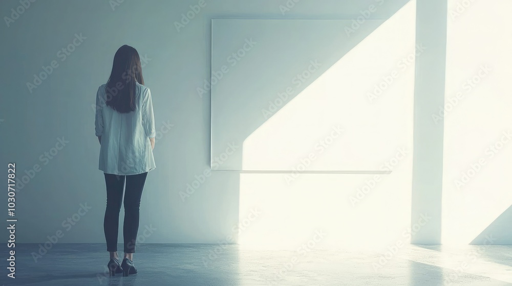 Business woman standing next to a whiteboard, ready to present. Business woman standing next to a whiteboard, ready to present.