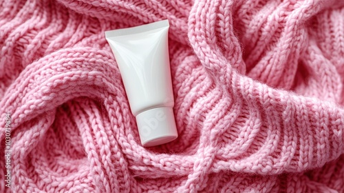 Minimalist Beauty Product on Warm Knit Fabric