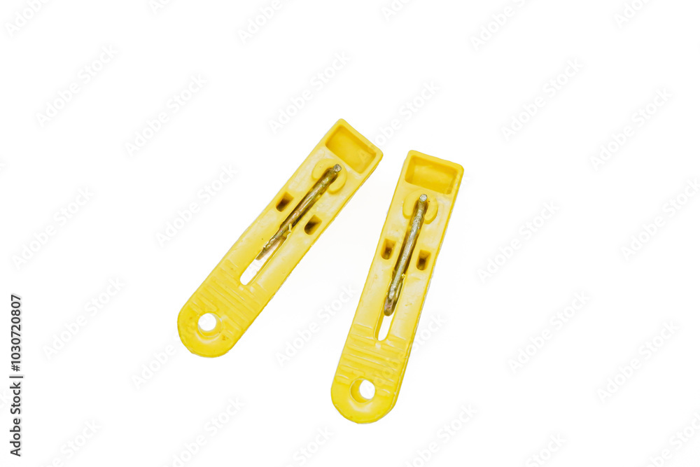 Plastic clothes pins on white background Plastic clothes pins on white background