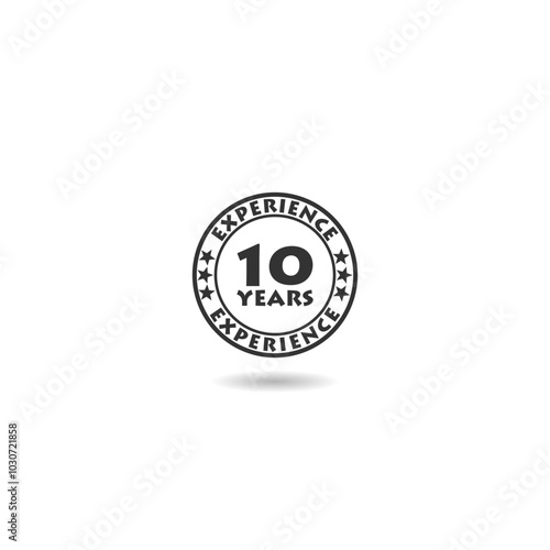 10 years experience gold icon with shadow