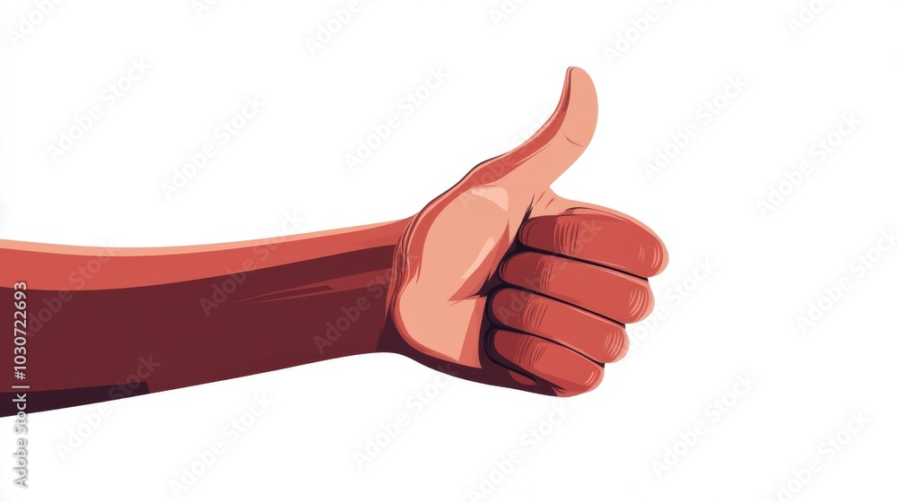 Illustration of Hand Giving Thumbs Up Gesture Against Minimalist Background
