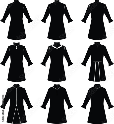 Tunic Clothes black vector element bulk collection.