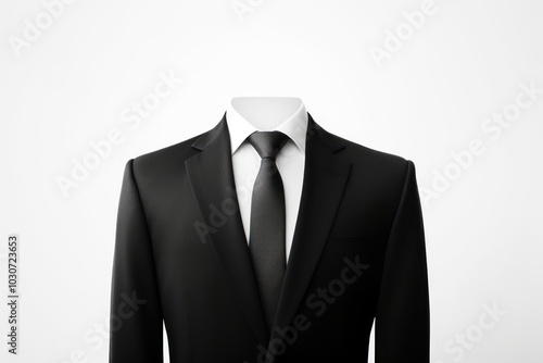Headless black suit and tie