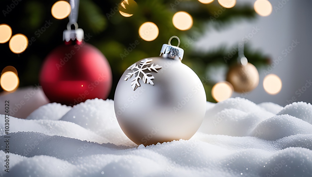 simple yet elegant christmas card features snowy white scenery ornaments plain backdrop simple yet elegant christmas card features snowy white scenery ornaments plain backdrop