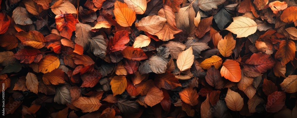 A vibrant assortment of fallen leaves in warm autumn colors, covering a ground surface in nature's beauty. A vibrant assortment of fallen leaves in warm autumn colors, covering a ground surface in nature's beauty.