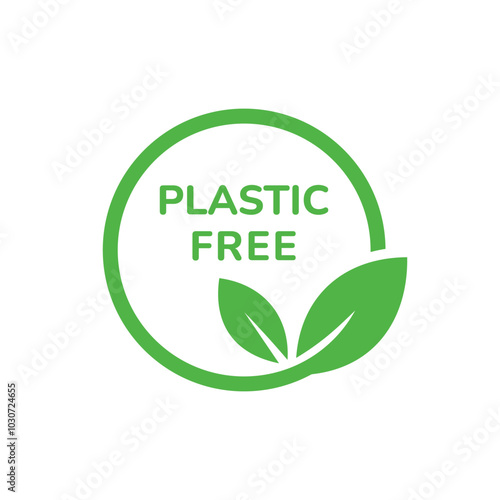 Plastic free green icon. Free plastic icon. No plastic icon. BPA plastic free chemical mark.