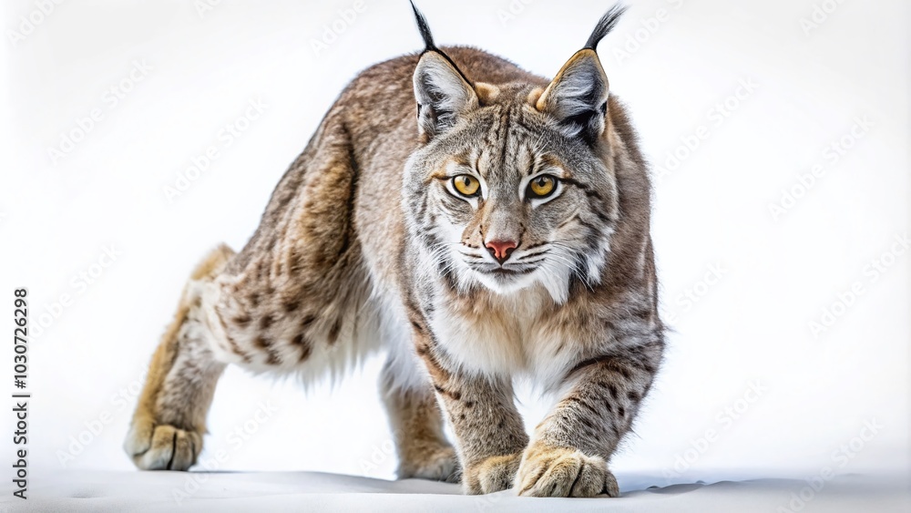 Long Exposure Prowling Lynx on Transparent Background for Wildlife Enthusiasts Long Exposure Prowling Lynx on Transparent Background for Wildlife Enthusiasts