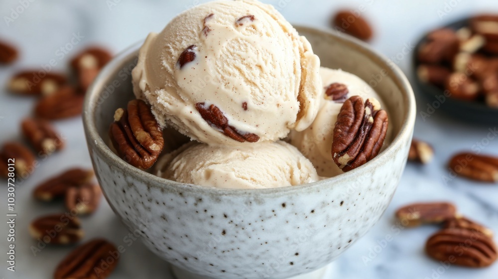 Creamy Maple Pecan Ice Cream in a Bowl Creamy Maple Pecan Ice Cream in a Bowl