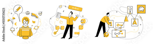 Thought experiment vector illustration. The thought experiment concept is crucible where knowledge transforms into discovery The thought experiment metaphor lights way for scientific exploration