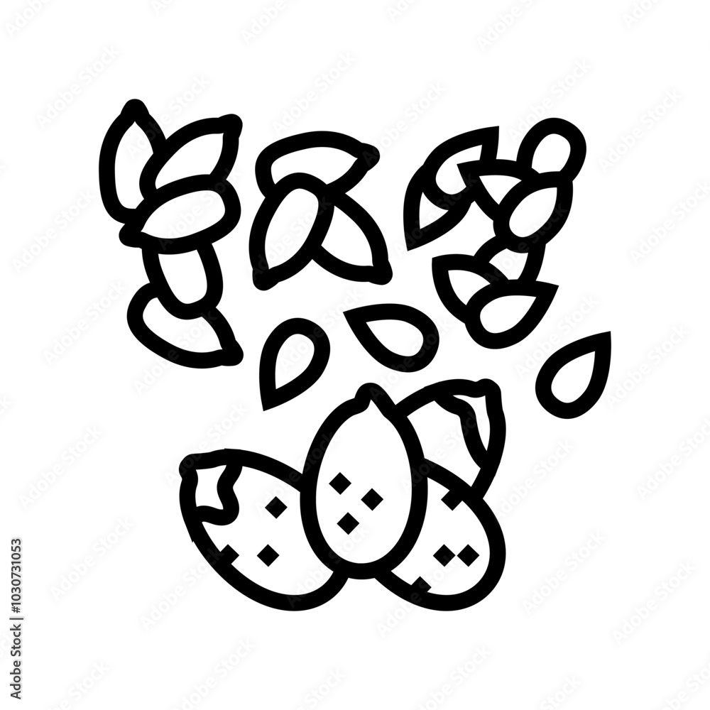 seeds vegan food line icon vector. seeds vegan food sign. isolated contour symbol black illustration seeds vegan food line icon vector. seeds vegan food sign. isolated contour symbol black illustration