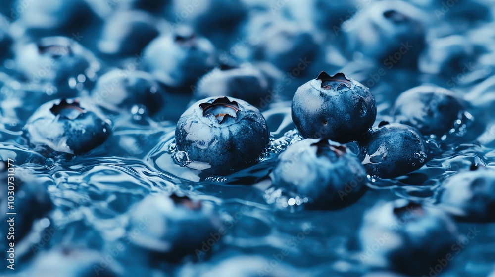 Close-up of fresh blueberries on a blue surface, highlighting their vibrant texture. Close-up of fresh blueberries on a blue surface, highlighting their vibrant texture.