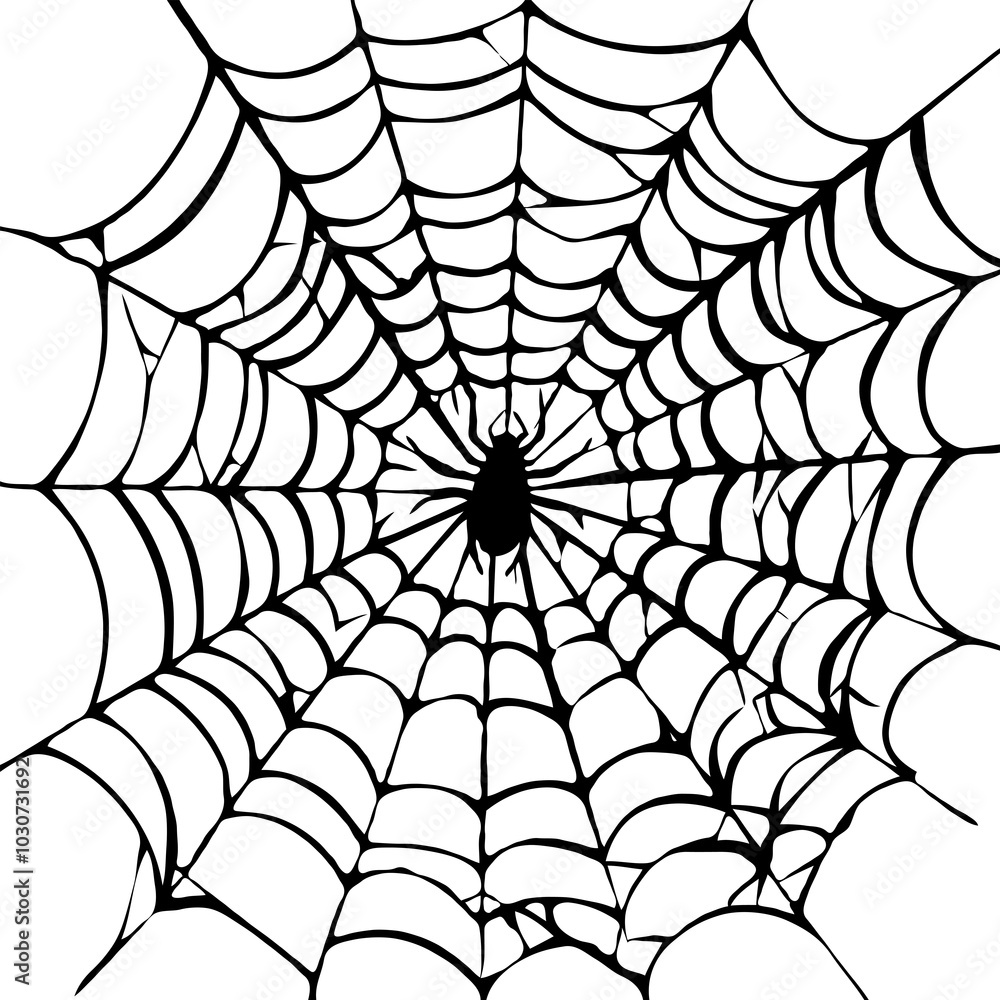 Spider web illustration with spider in center on transparent background. Spider web illustration with spider in center on transparent background.