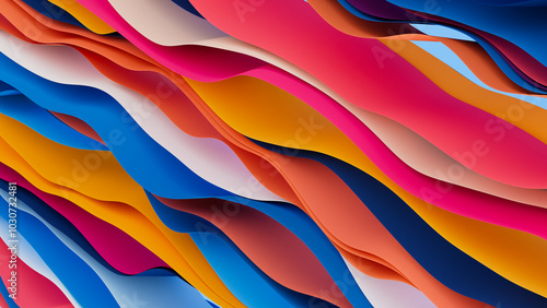 3D illustration of beautiful colorful ribbons with soft surfaces