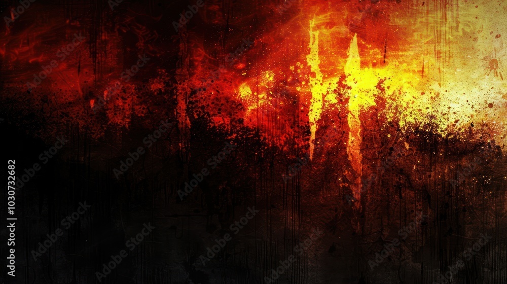 Abstract Red, Orange, and Yellow Splashes on a Black Background Abstract Red, Orange, and Yellow Splashes on a Black Background