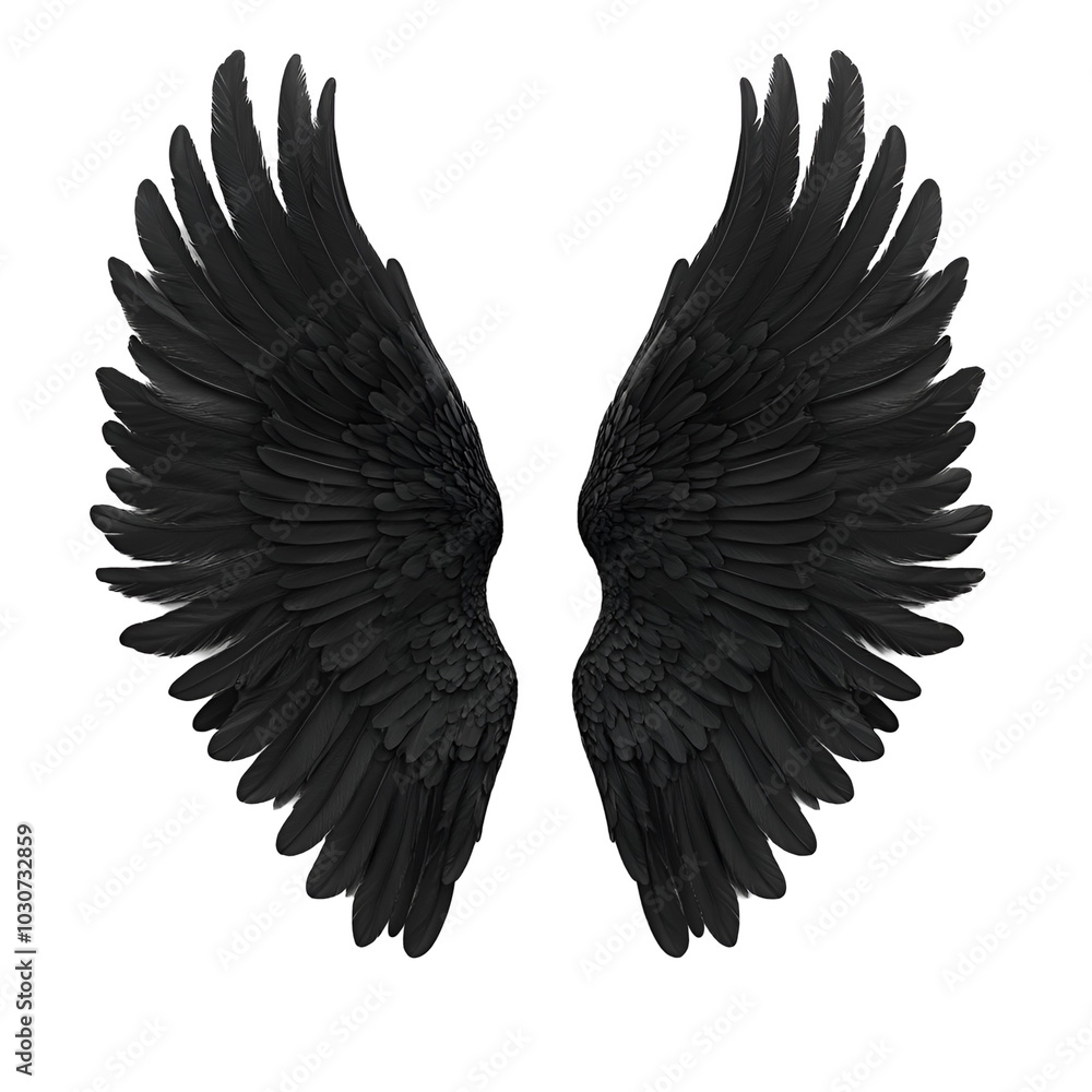 Naklejka premium Black Angel Wings Feathered Design Abstract