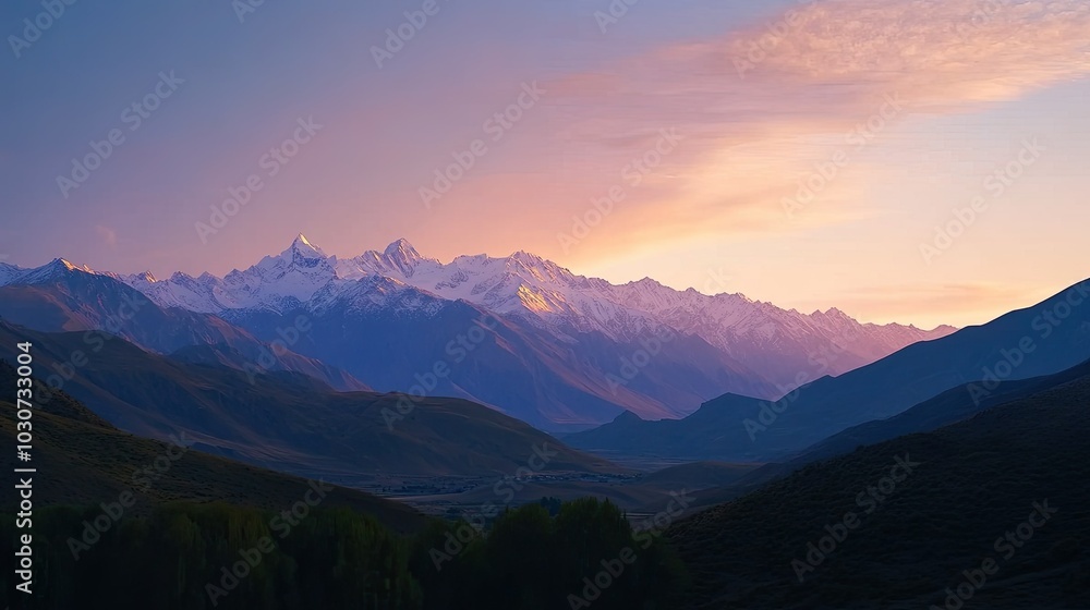 Obraz premium Majestic view of the Andes mountains at dawn with plenty of room for copy