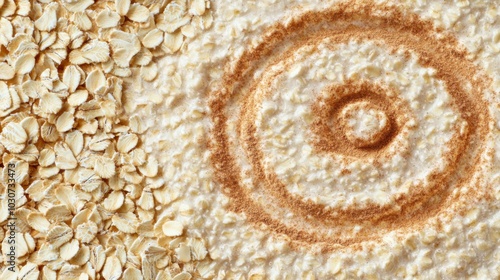 Swirled Oatmeal with Cinnamon Design on Surface photo