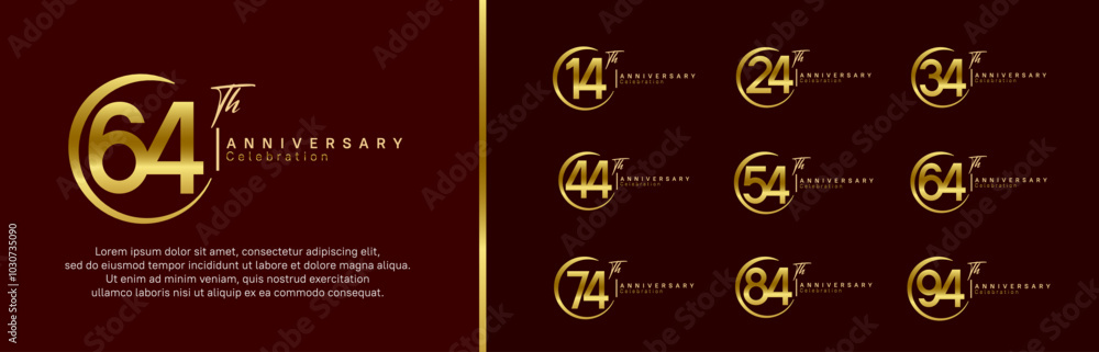 anniversary logo set. vector design gold and golden color for celebration event anniversary logo set. vector design gold and golden color for celebration event