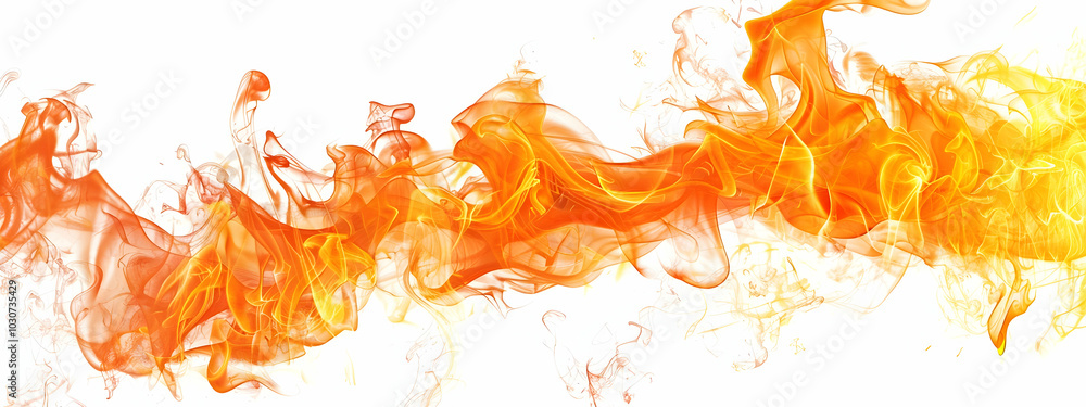 Flames isolated on a white background, fiery flames, a burning flame Flames isolated on a white background, fiery flames, a burning flame