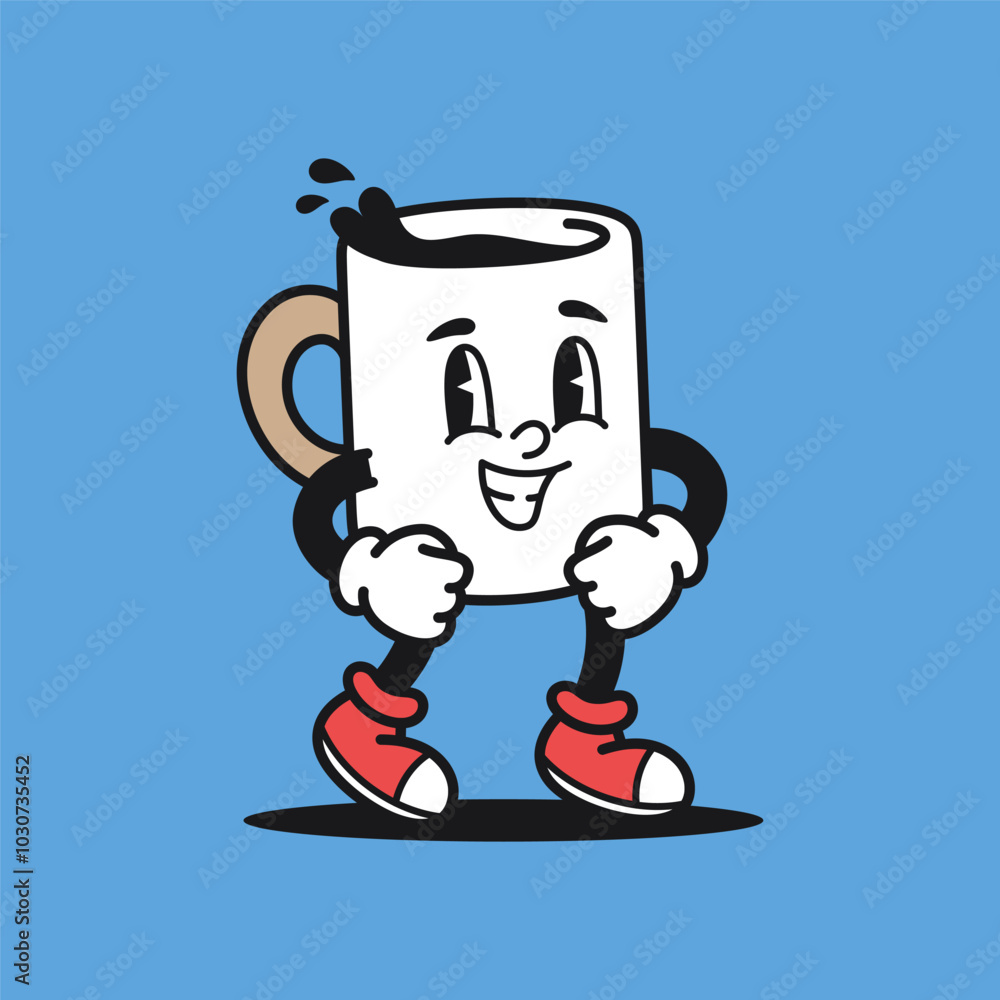 Coffee Cup Dancing 2 Retro Mascot Cartoon Vector Illustration Coffee Cup Dancing 2 Retro Mascot Cartoon Vector Illustration