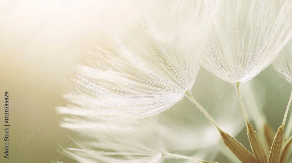 Close-up of a dandelion seed head with soft, white seeds and a blurred background.