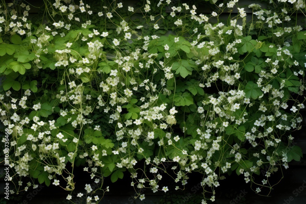 Obraz premium PNG Flowers ivy on wall backgrounds outdoors blossom.