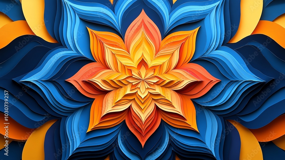 Layered paper cut geometric star pattern with repeating, symmetrical shapes, forming a bold decorative design, paper cut star, symmetrical celestial pattern Layered paper cut geometric star pattern with repeating, symmetrical shapes, forming a bold decorative design, paper cut star, symmetrical celestial pattern