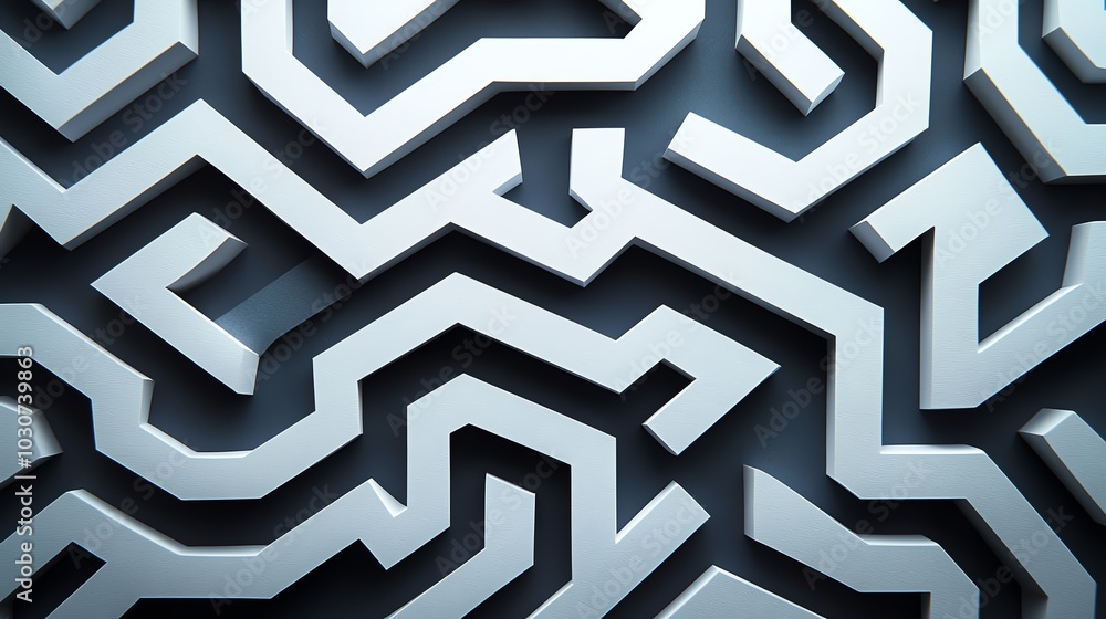 Symmetrical paper cut geometric maze pattern with repeating, mirrored paths for a modern and intricate design, paper cut maze, symmetrical geometric pattern Symmetrical paper cut geometric maze pattern with repeating, mirrored paths for a modern and intricate design, paper cut maze, symmetrical geometric pattern