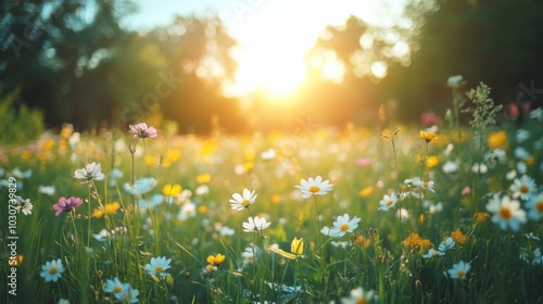 Sunlit Wildflower Meadow