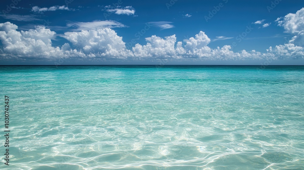 Fototapeta premium The crystal-clear waters of the Bahamas with large, open space for text