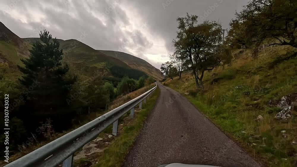 driving point of view dashboard scottish highlands Cairngorns national park hills mountains rainy. driving point of view dashboard scottish highlands Cairngorns national park hills mountains rainy.