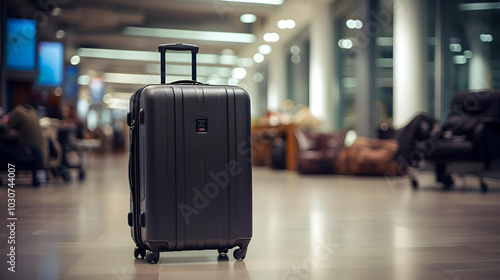 suitcase ready for take-off at the terminal of air port.
 Lone Traveler