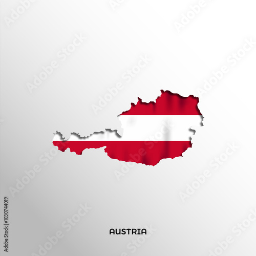 Map of Austria with Austrian flag colors. Editable and scalable eps file format vector illustration.