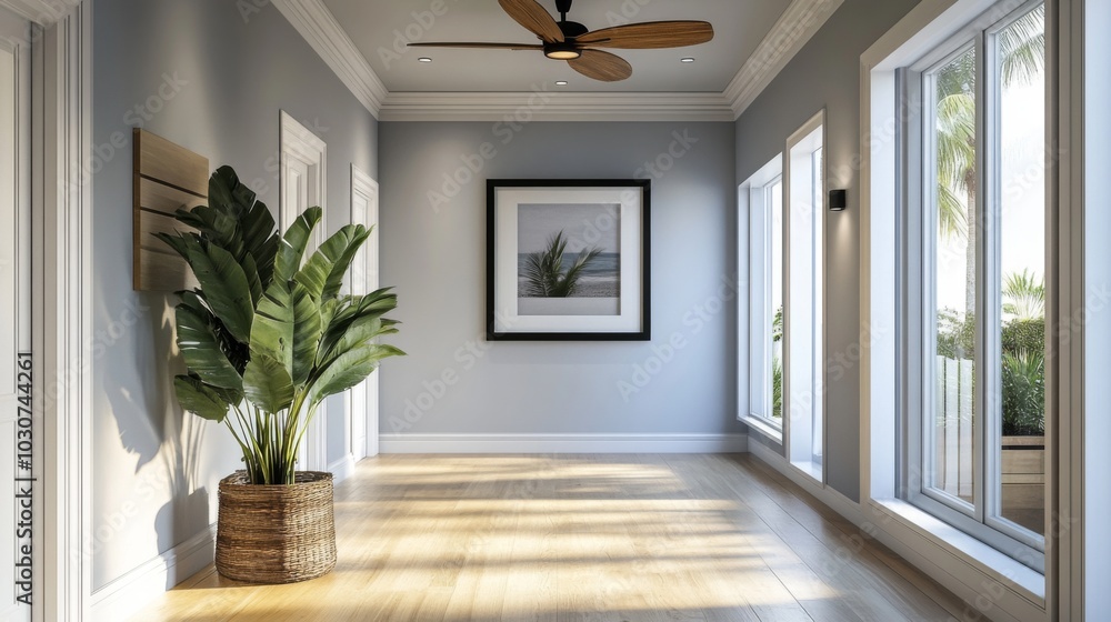 Fototapeta premium Modern Bright Hallway with Plant