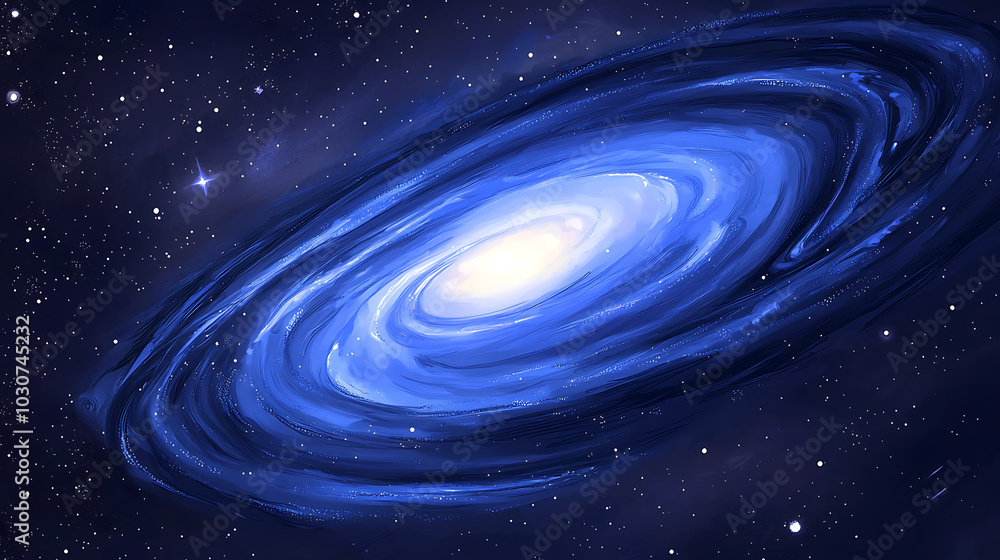 A stunning illustration of a spiral galaxy surrounded by stars in deep space. The glowing core and swirling arms of the galaxy create a captivating celestial scene. A stunning illustration of a spiral galaxy surrounded by stars in deep space. The glowing core and swirling arms of the galaxy create a captivating celestial scene.