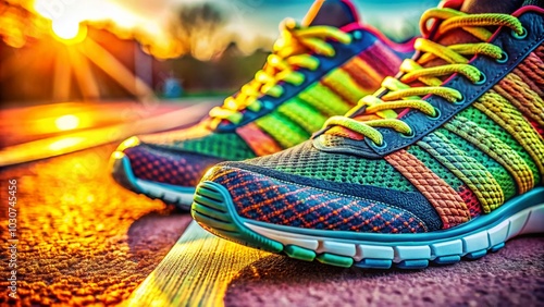 Macro Photography of Running Shoes on Track for Laufsport 20 Enthusiasts