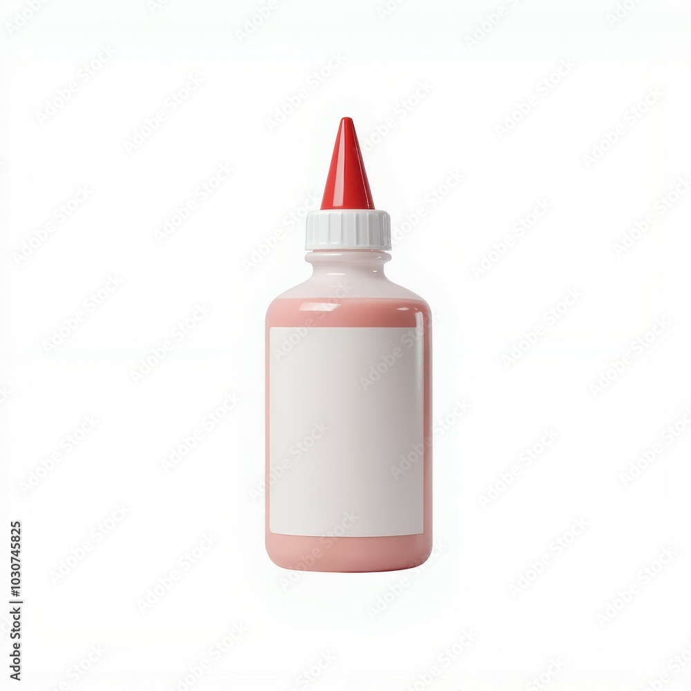 A pink glue bottle with a white label and a red tip, ideal for crafting and school use. A pink glue bottle with a white label and a red tip, ideal for crafting and school use.