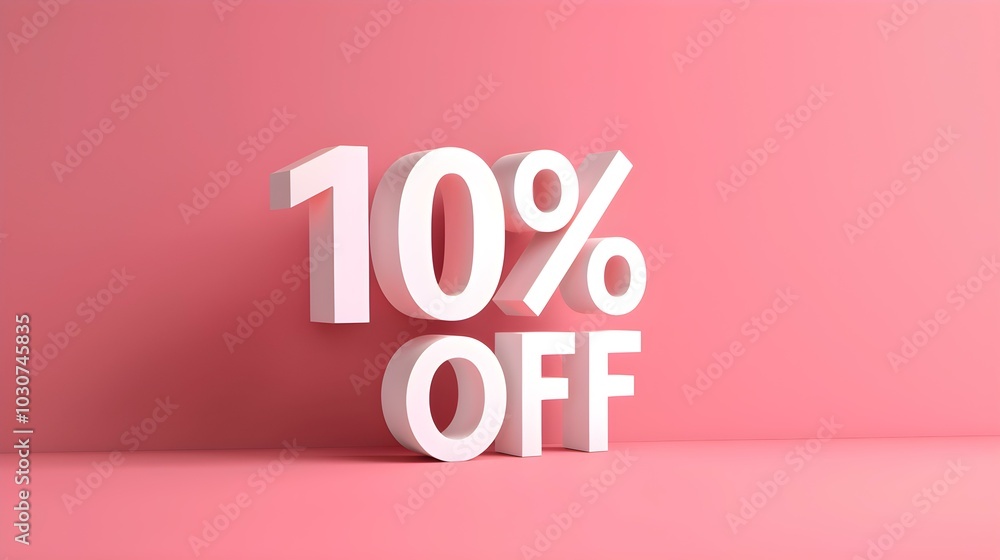 White '10% OFF' Promotional Sign on a Light Pink Background with Copy Space White '10% OFF' Promotional Sign on a Light Pink Background with Copy Space