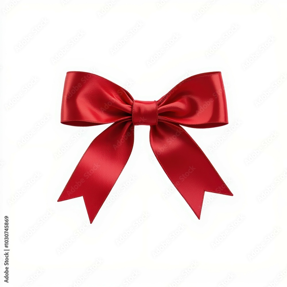 Fototapeta premium A vibrant red satin bow, perfect for gift wrapping or decorations, exuding elegance and charm.