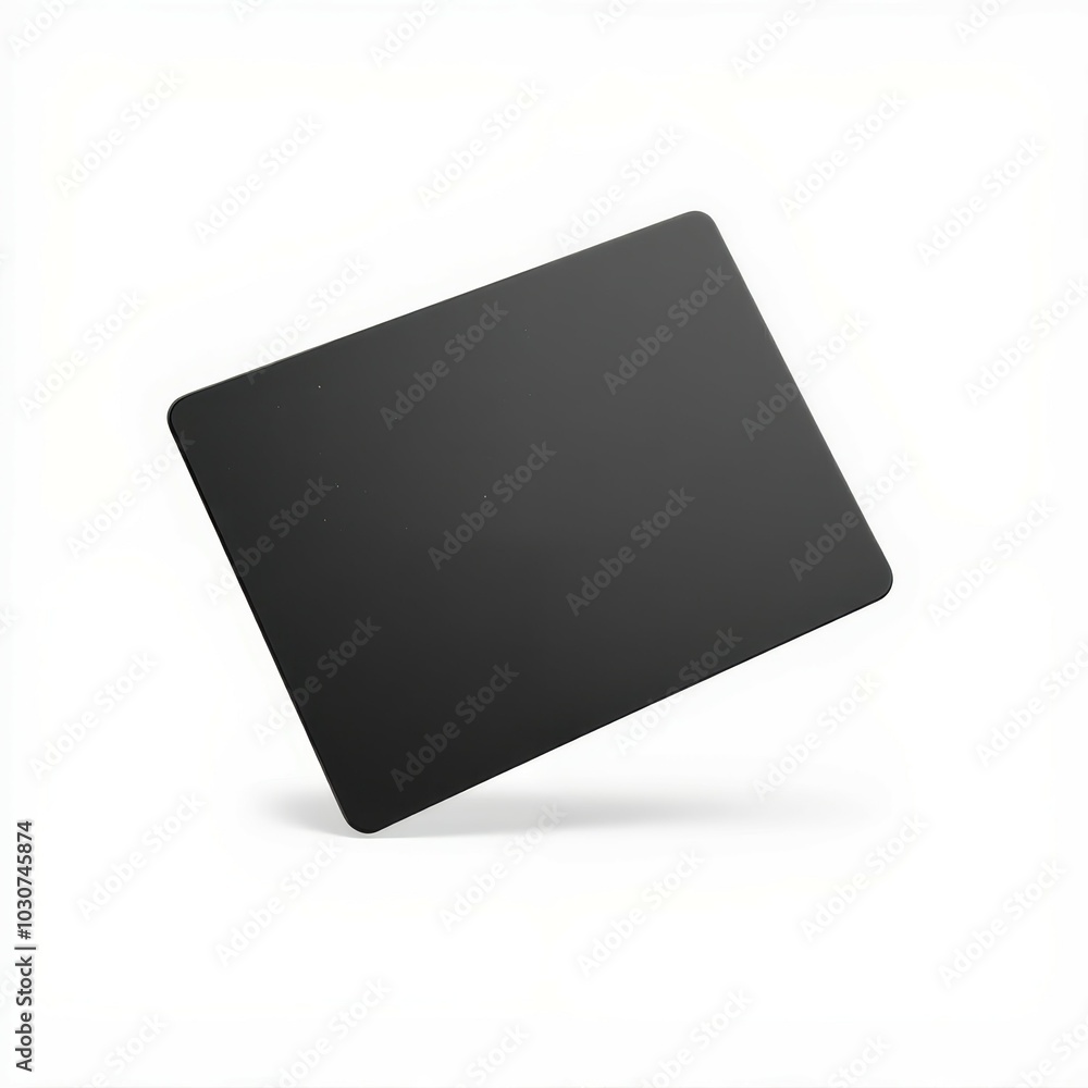 A sleek, black rectangle with rounded edges, appearing to float against a minimalistic white background. A sleek, black rectangle with rounded edges, appearing to float against a minimalistic white background.