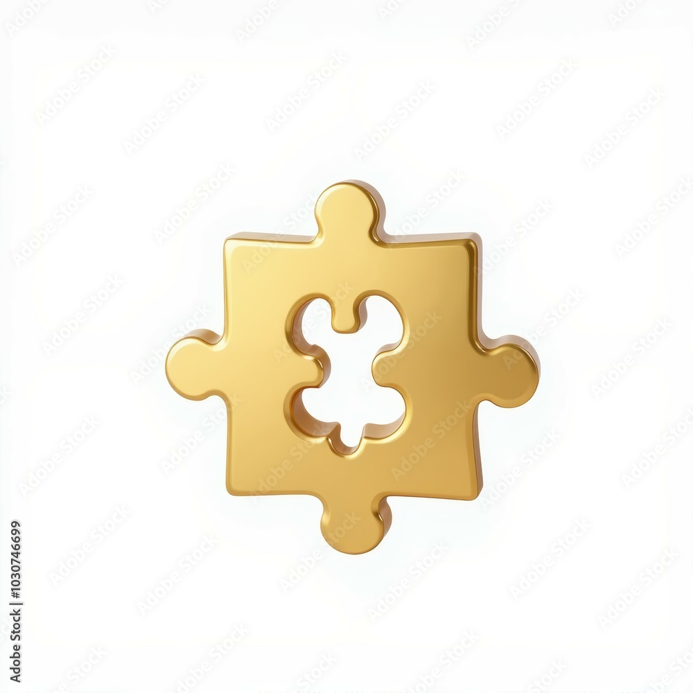 A golden puzzle piece on a white background, symbolizing problem-solving and creativity. A golden puzzle piece on a white background, symbolizing problem-solving and creativity.