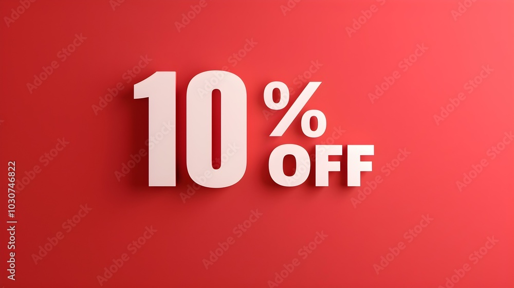 White '10% OFF' Promotional Sign on a Light Red Background with Copy Space White '10% OFF' Promotional Sign on a Light Red Background with Copy Space