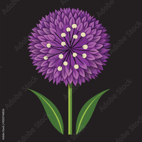 How To make a allium flower Vector 3D Image