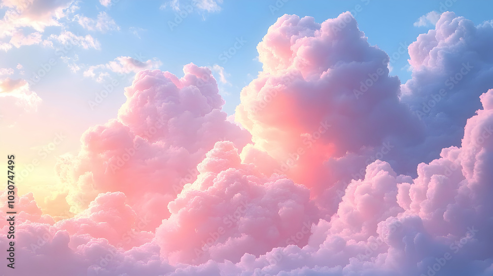 Soft, pastel-colored clouds against a serene sky at sunset. Soft, pastel-colored clouds against a serene sky at sunset.