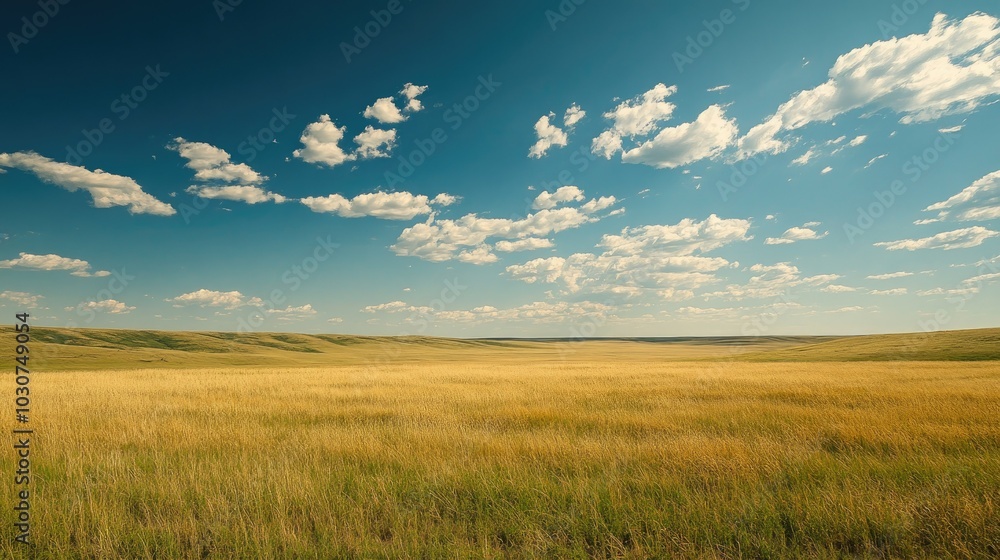 Vast prairies of the Great Plains in the United States, large open sky for text Vast prairies of the Great Plains in the United States, large open sky for text