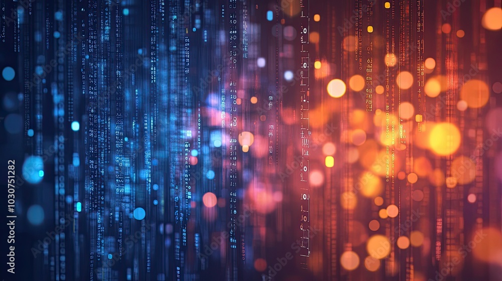 custom made wallpaper toronto digitalAbstract binary code with flowing light particles representing high-tech digital processes in a virtual environment